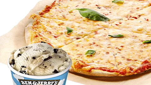 Pizza prosciutto met Ben & Jerry's 100ml