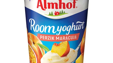 Almhof roomyoghurt maracuja perzik 500 gram