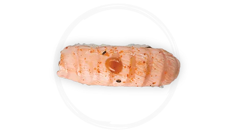 Flamed salmon nigiri