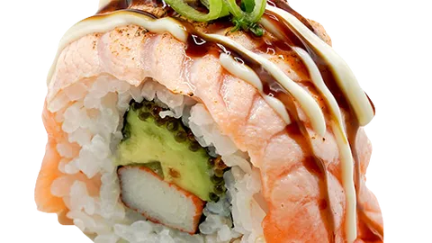 Salmon surimi roll